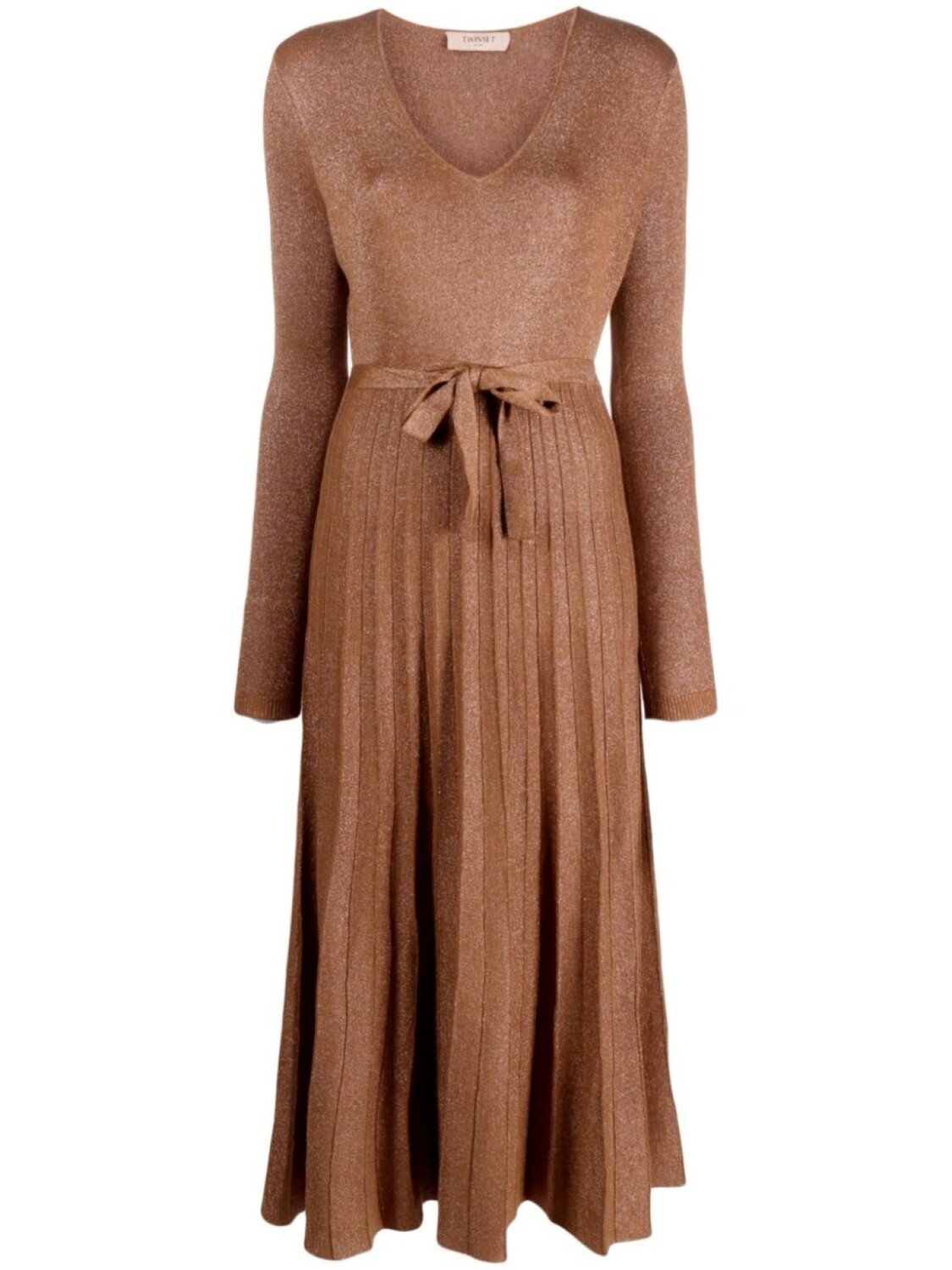 TWINSET плиссированное платье миди с длинными рукавами, коричневый 
TWINSET плиссированное платье миди с длинными рукавами, коричневый