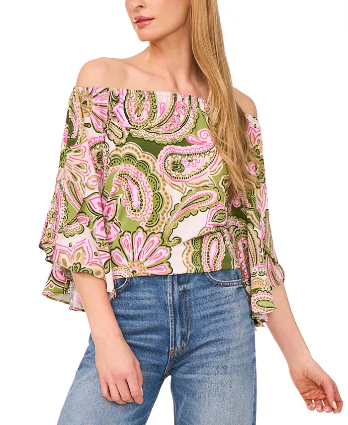 Женский принтованный топ с открытыми плечами Vince Camuto, зеленый
Женский принтованный топ с открытыми плечами Vince Camuto, зеленый