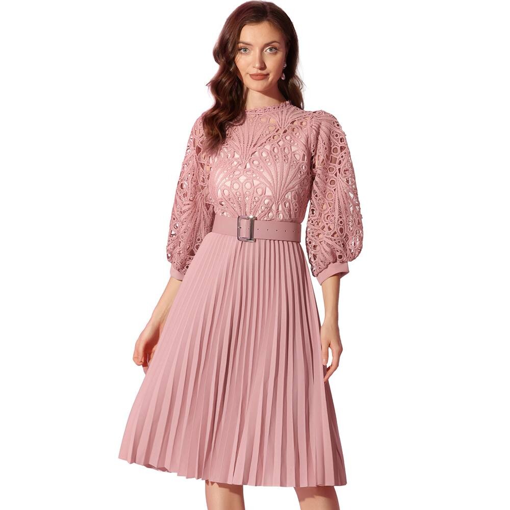 Женское кружевное платье с цветочным принтом, рукава 3/4, плиссированные платья трапециевидной формы с поясом и вставками ALLEGRA K, розовый
Женское кружевное платье с цветочным принтом, рукава 3/4, плиссированные платья трапециевидной формы с поясом и вставками ALLEGRA K, розовый