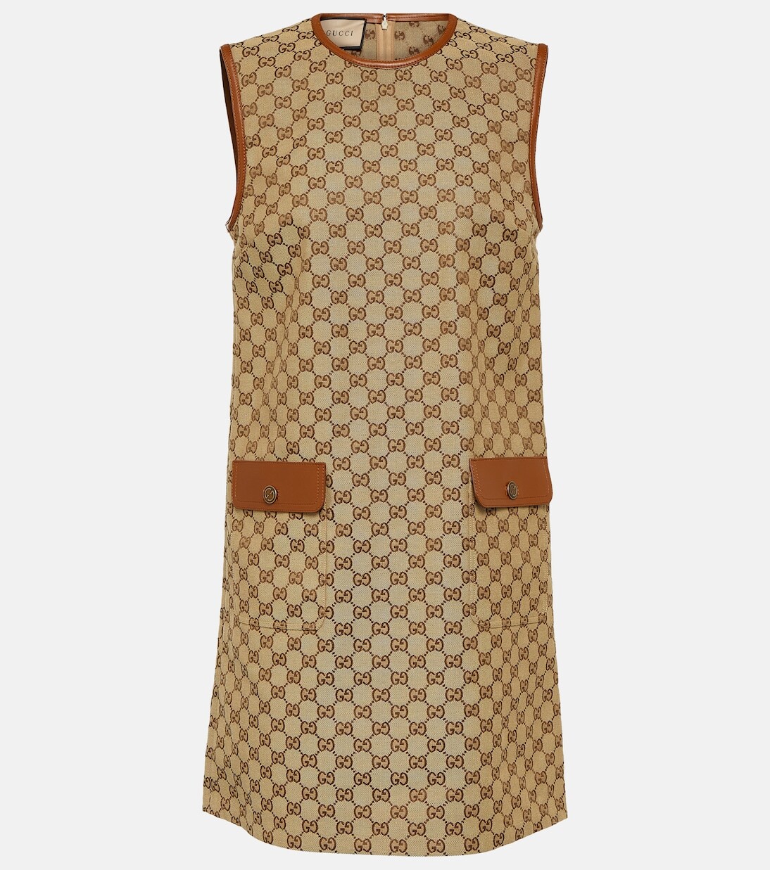 Мини-платье из парусины с узором gg и кожаной отделкой Gucci, коричневый
Мини-платье из парусины с узором gg и кожаной отделкой Gucci, коричневый