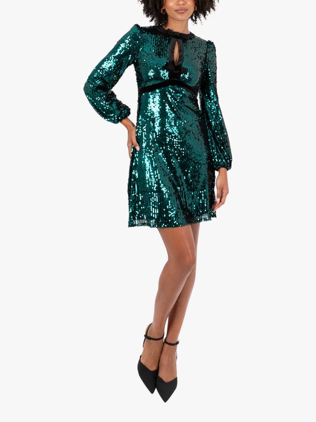 Мини-платье с бархатными бантами и пайетками Lovedrobe, Green
Мини-платье с бархатными бантами и пайетками Lovedrobe, Green
