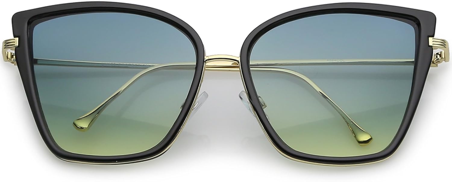 zeroUV - Женские солнцезащитные очки большого размера с тонкими дужками, цветными градиентными линзами, в форме «кошачьего глаза», диаметр линз 56 мм, Black Gold / Blue Yellow
zeroUV - Женские солнцезащитные очки большого размера с тонкими дужками, цветными градиентными линзами, в форме «кошачьего глаза», диаметр линз 56 мм, Black Gold / Blue Yellow