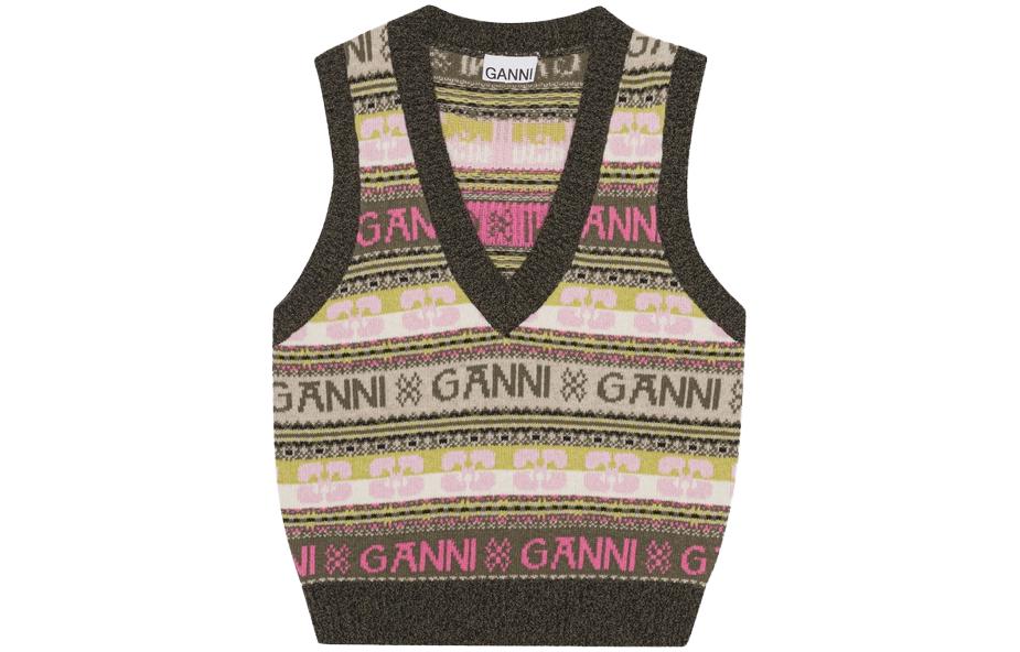 GANNI Вязаный жилет из смесовой шерсти 'Kalamata', Purple Olive
GANNI Вязаный жилет из смесовой шерсти 'Kalamata', Purple Olive