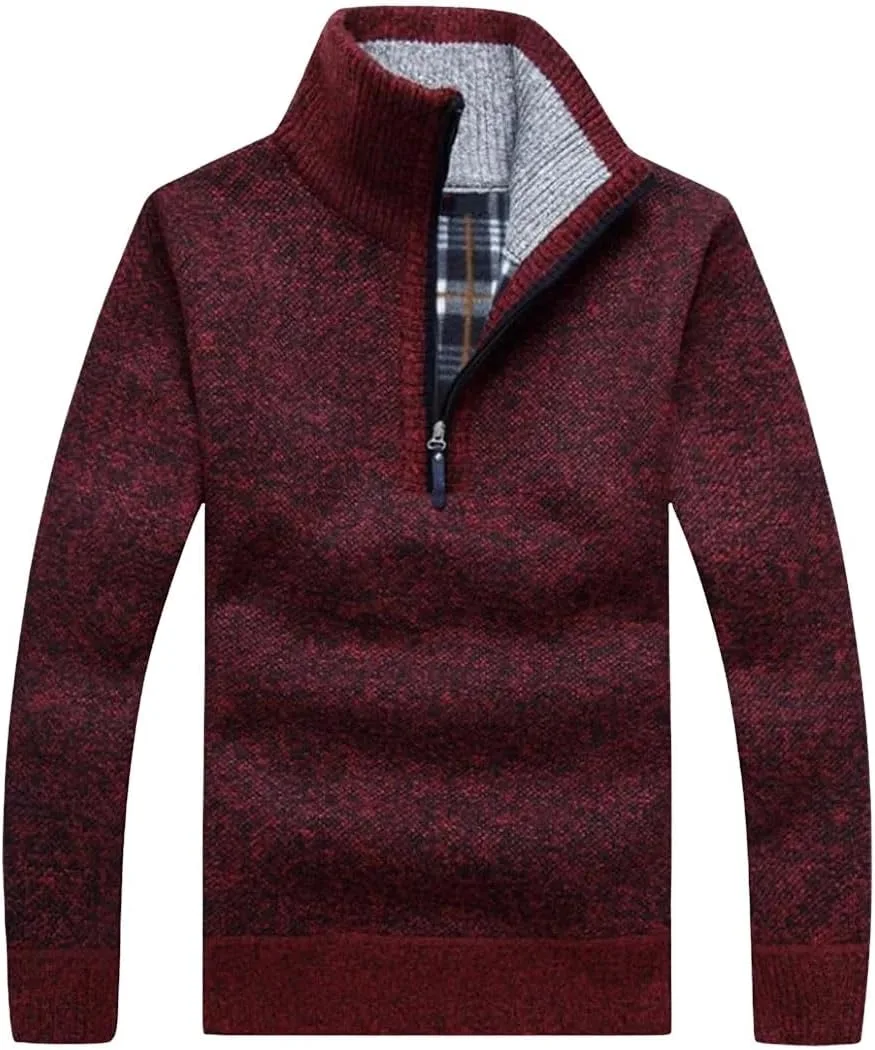 Мужской вязаный полу-зип пуловер с флисовой подкладкой
Мужской вязаный полу-зип пуловер с флисовой подкладкой