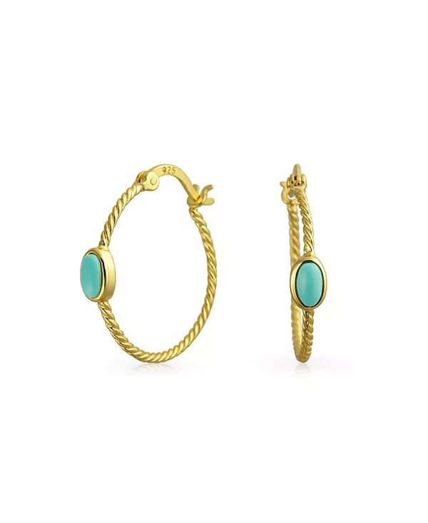 Серьги-Кольца-Хагги с витым кабелем, стабилизированная бирюза, позолоченное стерлинговое серебро Bling Jewelry, turquoise
Серьги-Кольца-Хагги с витым кабелем, стабилизированная бирюза, позолоченное стерлинговое серебро Bling Jewelry, turquoise