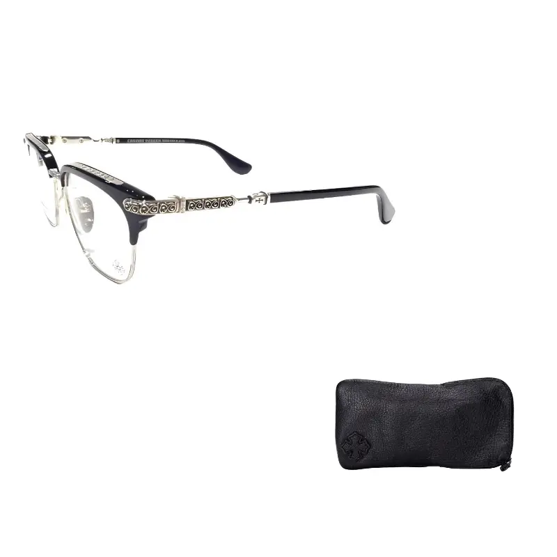 Chrome Hearts Пластиковая и металлическая оправа для очков Browline унисекс, Black Silver
Chrome Hearts Пластиковая и металлическая оправа для очков Browline унисекс, Black Silver