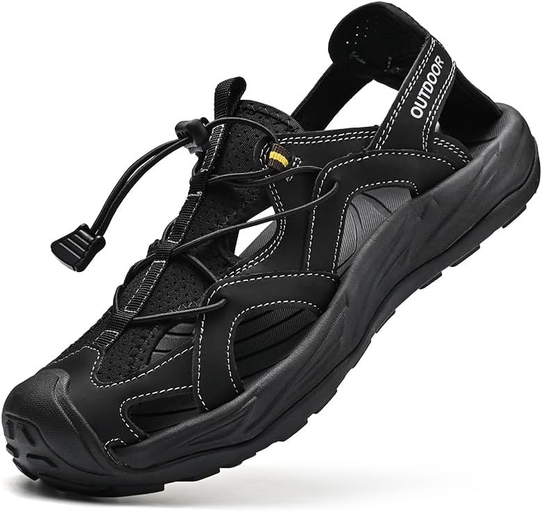Мужские сандалии для походов, спортивные сандалии с закрытым носком, летние пляжные водные туфли, кожаные сандалии типа «рыбак» для мужчин Tsuukuie, черный
Мужские сандалии для походов, спортивные сандалии с закрытым носком, летние пляжные водные туфли, кожаные сандалии типа «рыбак» для мужчин Tsuukuie, черный