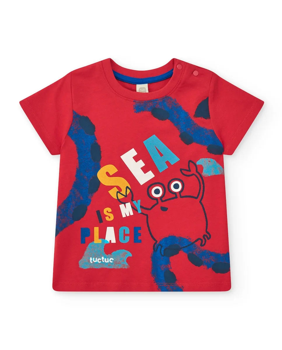 Красная футболка для мальчика с принтом краба Tuc tuc, красный
Красная футболка для мальчика с принтом краба Tuc tuc, красный
