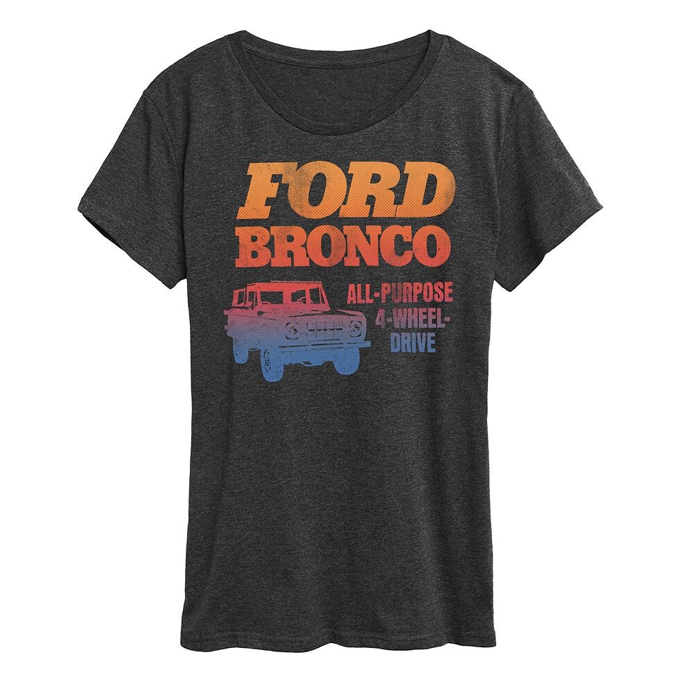 Женская футболка с графическим рисунком Ford Bronco 4Wheel Licensed Character, цвет Heather Charcoal 
Женская футболка с графическим рисунком Ford Bronco 4Wheel Licensed Character, цвет Heather Charcoal