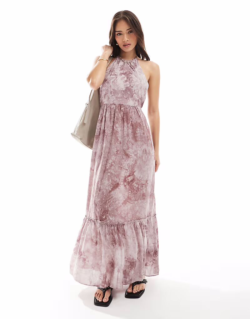 Длинное платье с воротником-халтер в коричневом цвете с эффектом тай-дай Narrated
Длинное платье с воротником-халтер в коричневом цвете с эффектом тай-дай Narrated