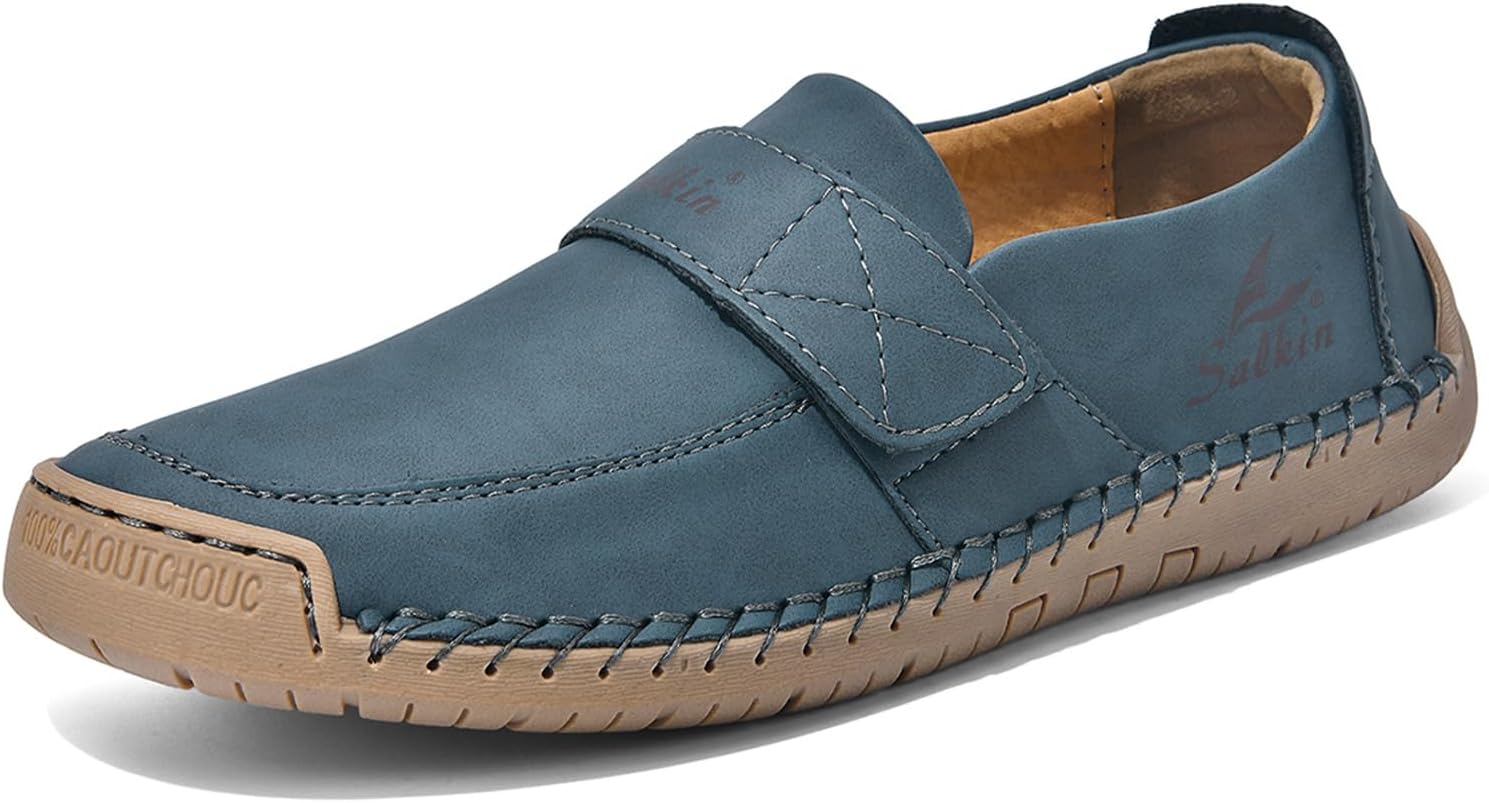 Мужские повседневные лоферы без шнурков, вручную сшитые кожаные мокасины с ремешком на липучке, противоскользящей мягкой подошвой, прогулок и на улицу Eggdk, синий
Мужские повседневные лоферы без шнурков, вручную сшитые кожаные мокасины с ремешком на липучке, противоскользящей мягкой подошвой, прогулок и на улицу Eggdk, синий