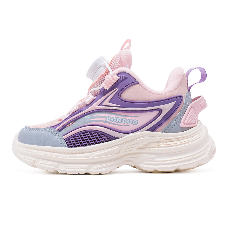 Легкие, амортизирующие, теплые, низкие детские кроссовки для повседневной носки BOBDOG, розовый/фиолетовый 
Легкие, амортизирующие, теплые, низкие детские кроссовки для повседневной носки BOBDOG, розовый/фиолетовый