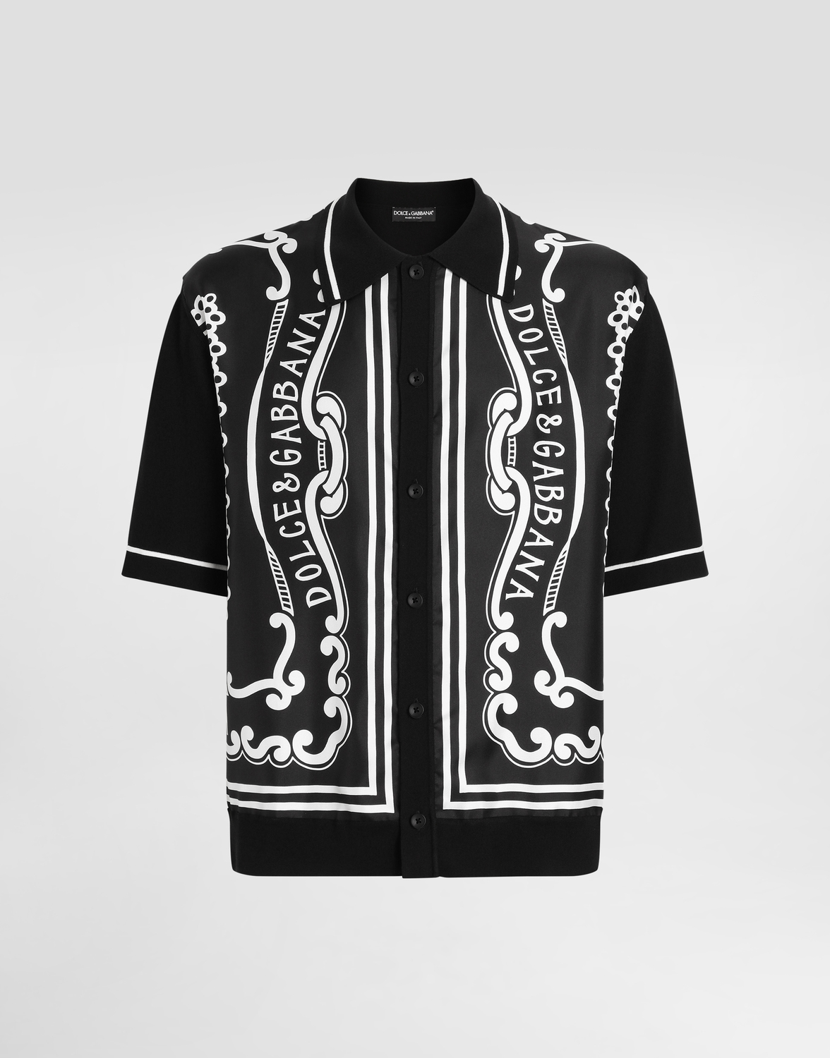 Шелковая и хлопковая рубашка с принтом банданы Dolce & Gabbana, принт
Шелковая и хлопковая рубашка с принтом банданы Dolce & Gabbana, принт