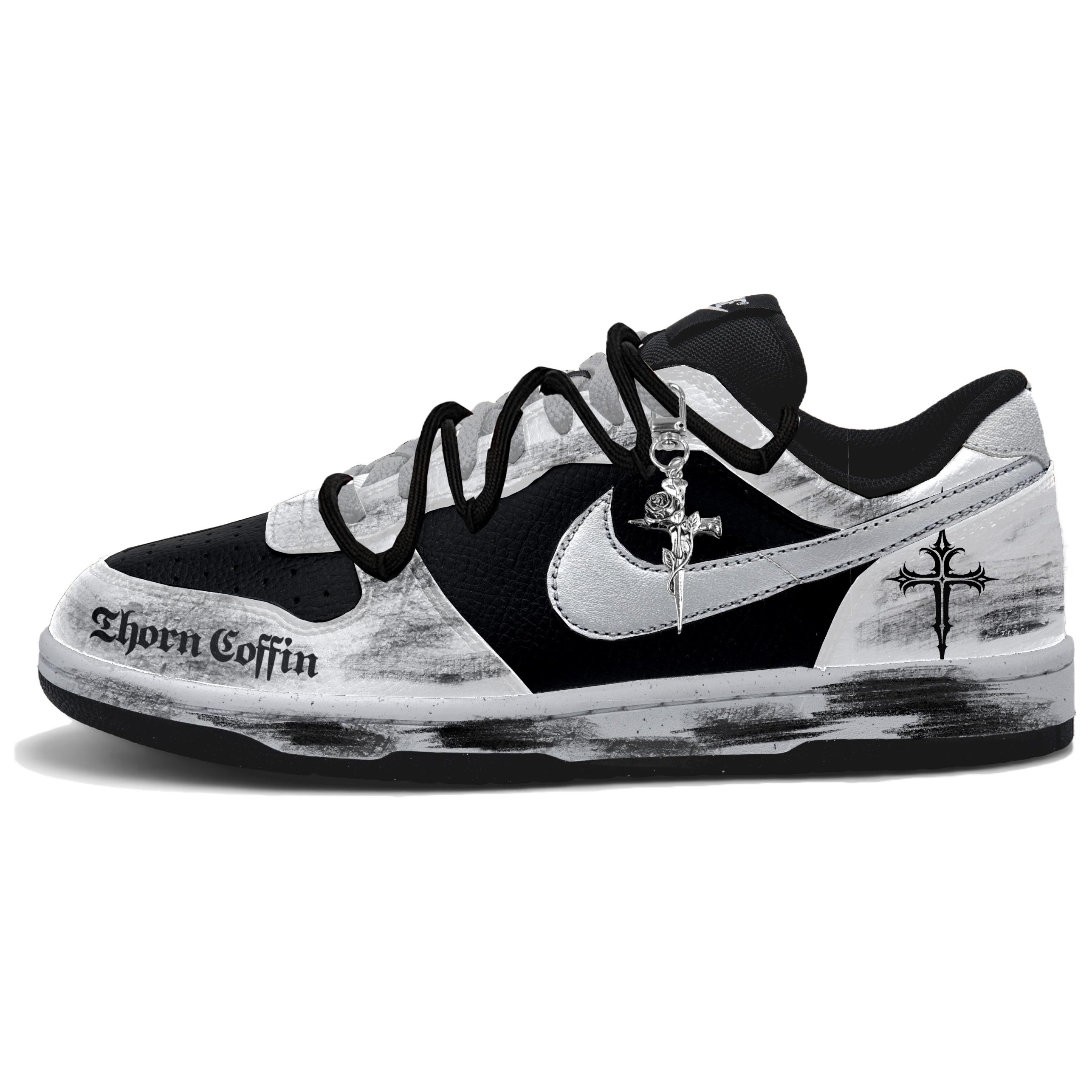 Nike Мужские низкие скейтбордистские кроссовки Big Low Top, черный с серебристым рисунком
Nike Мужские низкие скейтбордистские кроссовки Big Low Top, черный с серебристым рисунком