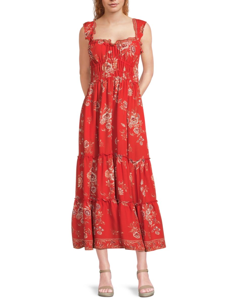 Платье макси с цветочным принтом и рюшами на бретелях Max Studio, цвет Red Multi
Платье макси с цветочным принтом и рюшами на бретелях Max Studio, цвет Red Multi