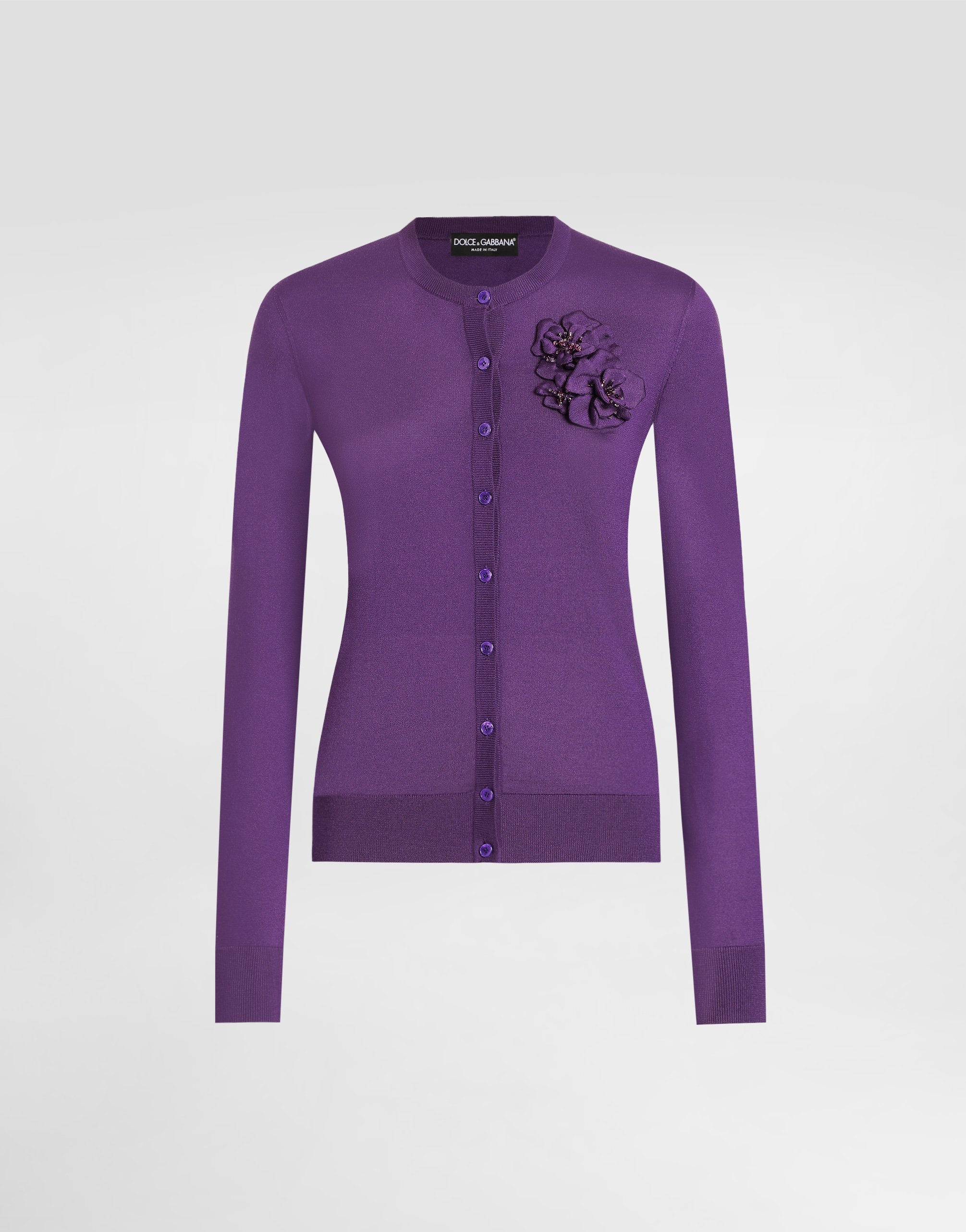 Шелковый кардиган с брошью в виде цветка Dolce & Gabbana, фиолетовый
Шелковый кардиган с брошью в виде цветка Dolce & Gabbana, фиолетовый