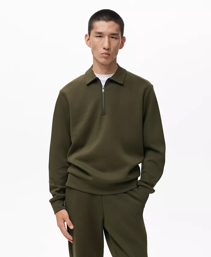 Мужская толстовка прямого кроя с застежкой-молнией на воротнике Mango, зеленый
Мужская толстовка прямого кроя с застежкой-молнией на воротнике Mango, зеленый