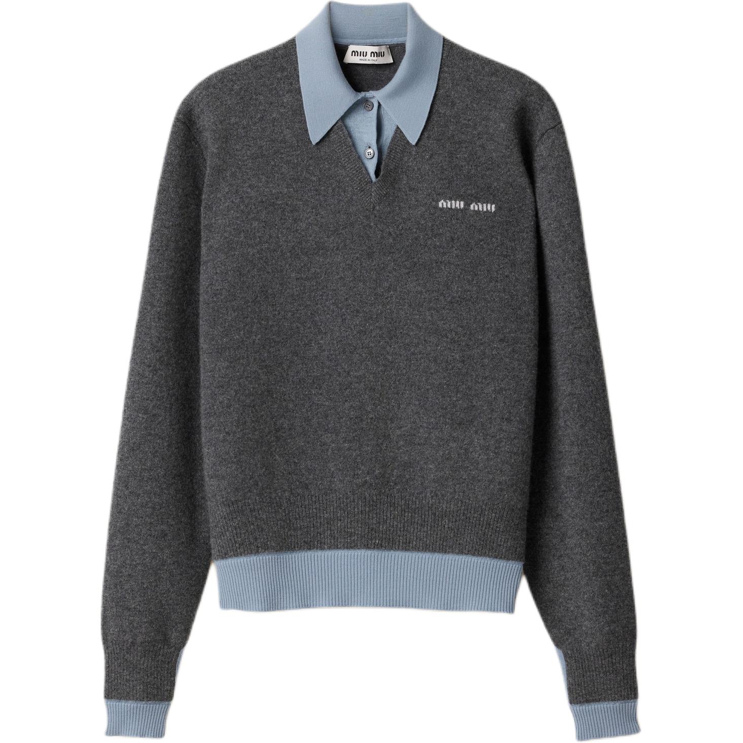 MIU MIU Cashmere Wool Polo Gray/Blue Cashmere
MIU MIU Cashmere Wool Polo Gray/Blue Cashmere