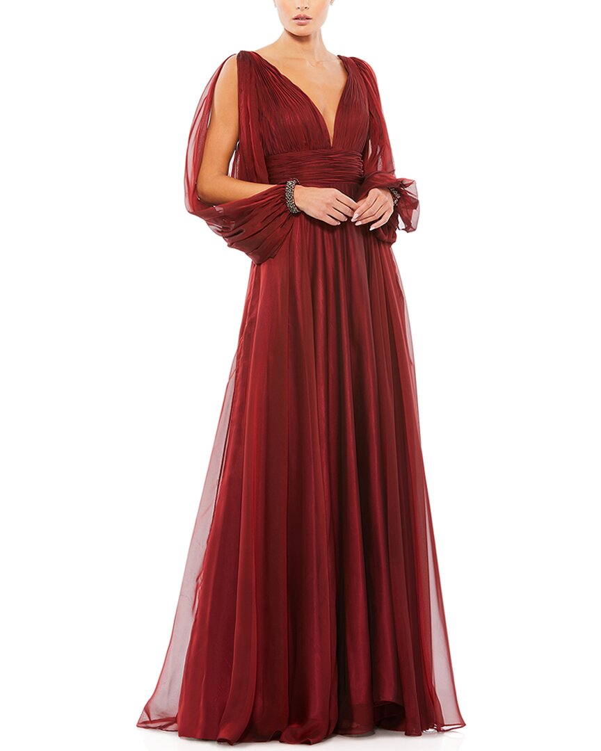 Mac Duggal Шифоновое платье А-силуэта с открытыми рукавами, красный 
Mac Duggal Шифоновое платье А-силуэта с открытыми рукавами, красный