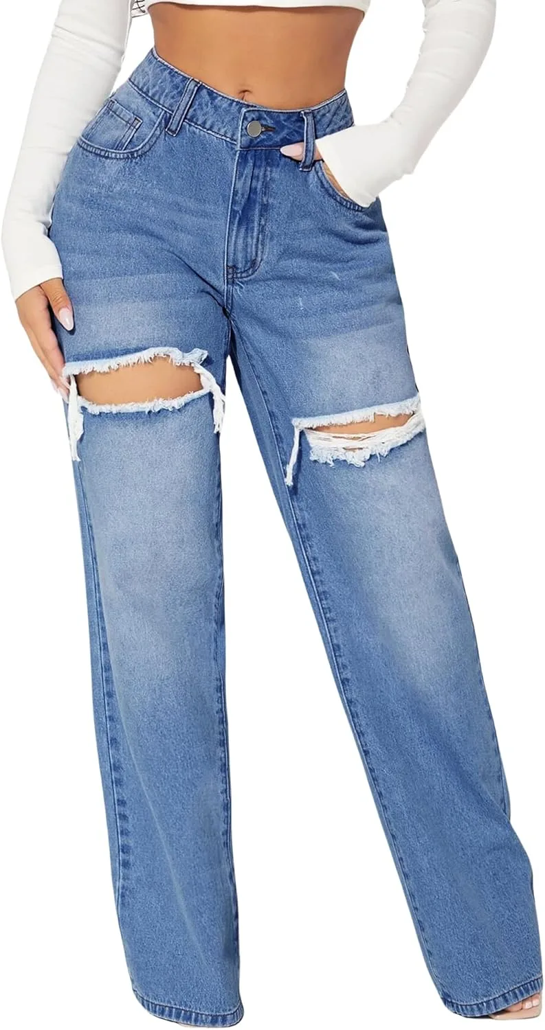 Женские джинсы distressed straight leg high waisted KKSONG
Женские джинсы distressed straight leg high waisted KKSONG