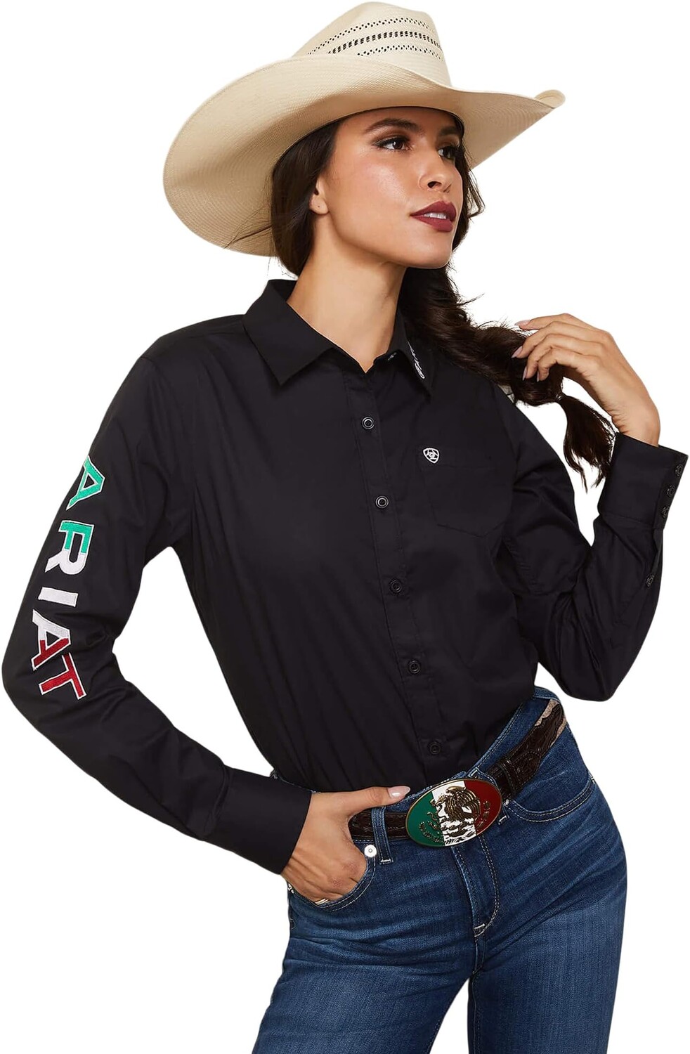 Эластичная рубашка Wrinkle Resist Team Kirby Ariat, цвет Black/Mexico Flag Embroidery
Эластичная рубашка Wrinkle Resist Team Kirby Ariat, цвет Black/Mexico Flag Embroidery