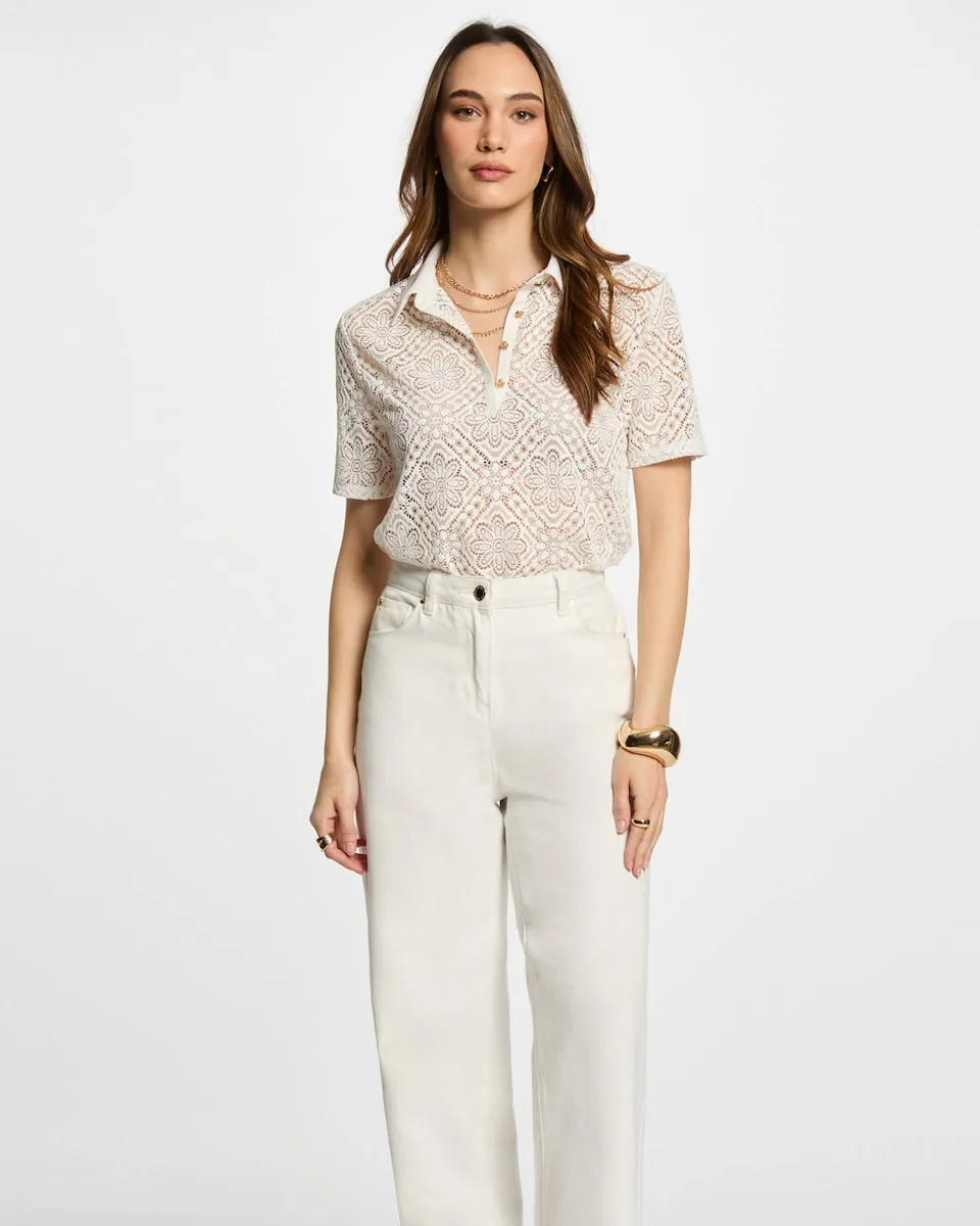 Женская поло с коротким рукавом Morgan, белый 
Женская поло с коротким рукавом Morgan, белый