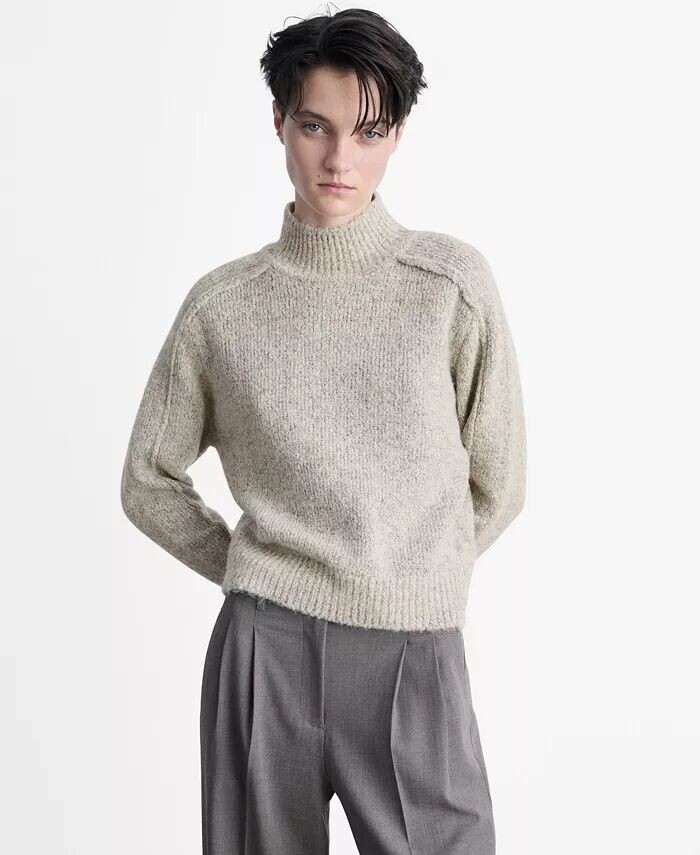 Женский вязаный свитер с воротником Perkins MANGO, коричневый/бежевый 
Женский вязаный свитер с воротником Perkins MANGO, коричневый/бежевый