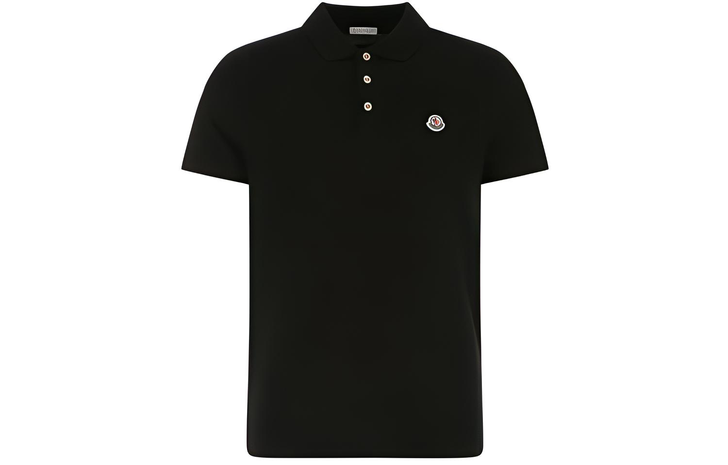 Поло с коротким рукавом и нашивкой-логотипом Moncler, черный 
Поло с коротким рукавом и нашивкой-логотипом Moncler, черный
