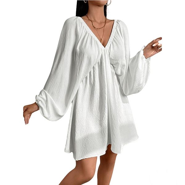 Женское платье-бэбидолл с длинными рукавами и глубоким вырезом Clearflower, White
Женское платье-бэбидолл с длинными рукавами и глубоким вырезом Clearflower, White