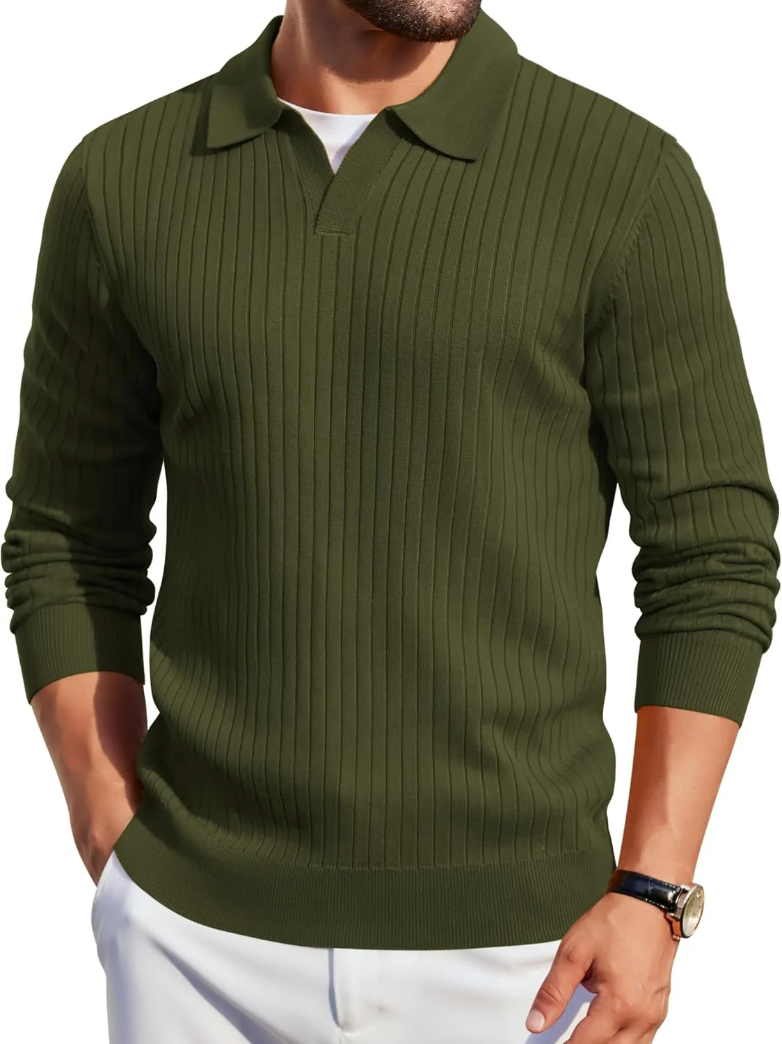 COOFANDY мужской вязаный поло с длинным рукавом и V-образным вырезом
COOFANDY мужской вязаный поло с длинным рукавом и V-образным вырезом