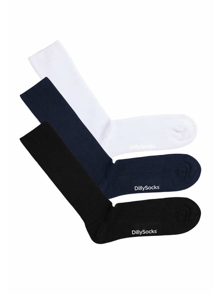 Носки DillySocks 3er Pack Premium Ribbed Collection, цвет black - navy - white 
Носки DillySocks 3er Pack Premium Ribbed Collection, цвет black - navy - white