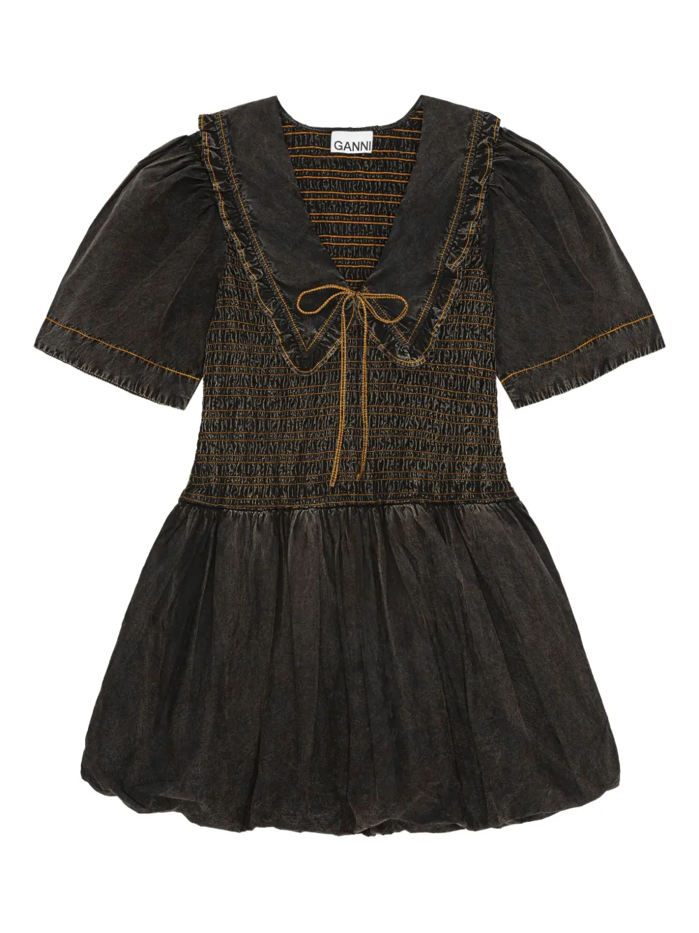 Платье с объемными рукавами и сборками GANNI, черный
Платье с объемными рукавами и сборками GANNI, черный