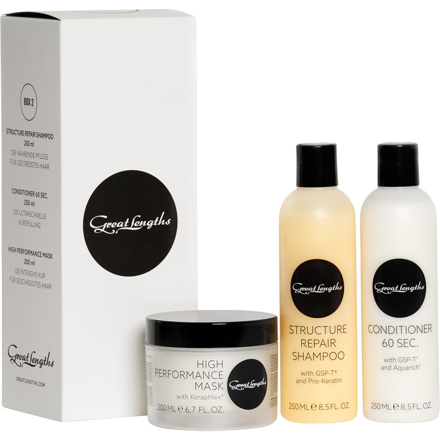 Шампунь Great Lengths Box2 Structure Repair, High Performance Mask 200 ml + Structure Repair Shampoo 250 ml + Conditioner 60 Sec. 250 ml / 1 Stk.
Шампунь Great Lengths Box2 Structure Repair, High Performance Mask 200 ml + Structure Repair Shampoo 250 ml + Conditioner 60 Sec. 250 ml / 1 Stk.