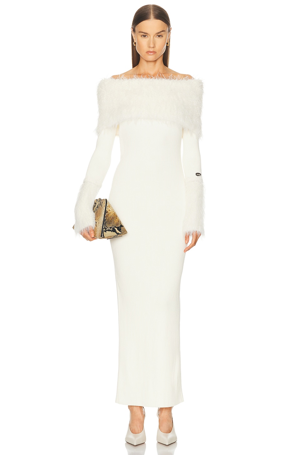 Ребристое ворсистое длинное платье Jean Paul Gaultier, Ecru
Ребристое ворсистое длинное платье Jean Paul Gaultier, Ecru