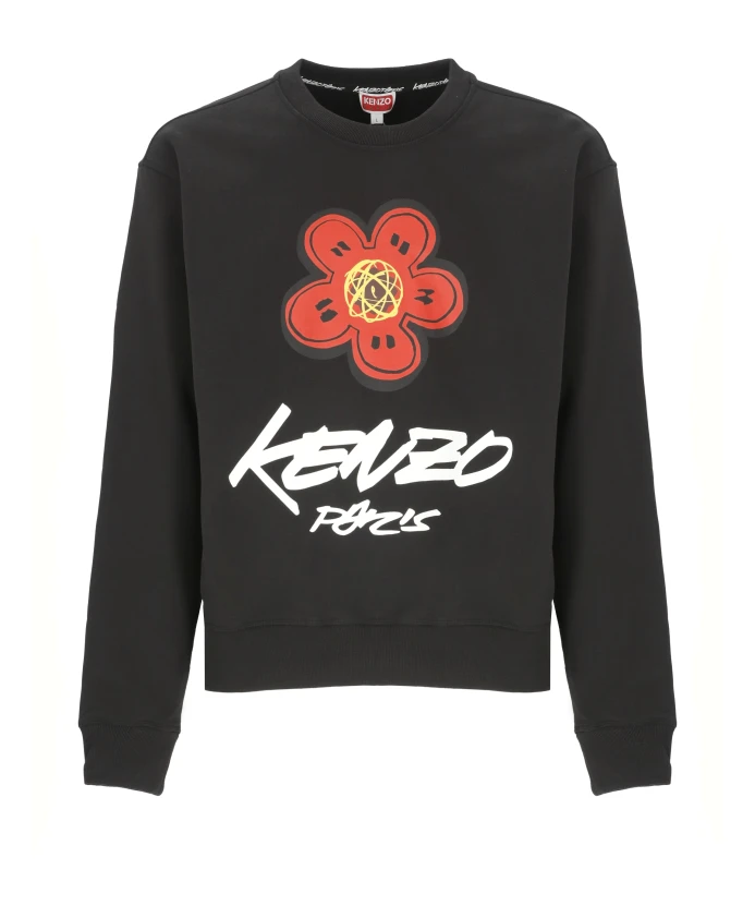 Черная хлопковая толстовка с круглым вырезом и принтом Kenzo, черный
Черная хлопковая толстовка с круглым вырезом и принтом Kenzo, черный