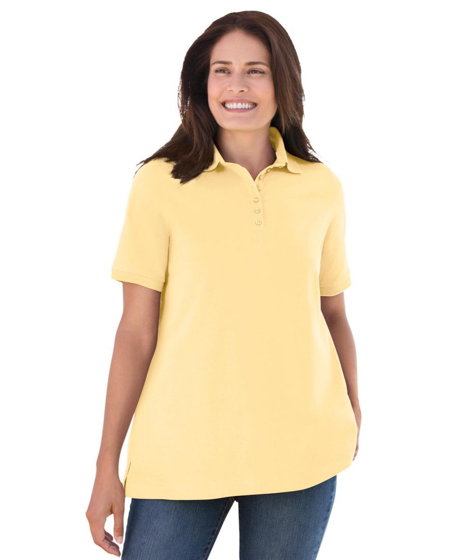 Женская поло-рубашка больших размеров с коротким рукавом Woman Within, Banana
Женская поло-рубашка больших размеров с коротким рукавом Woman Within, Banana