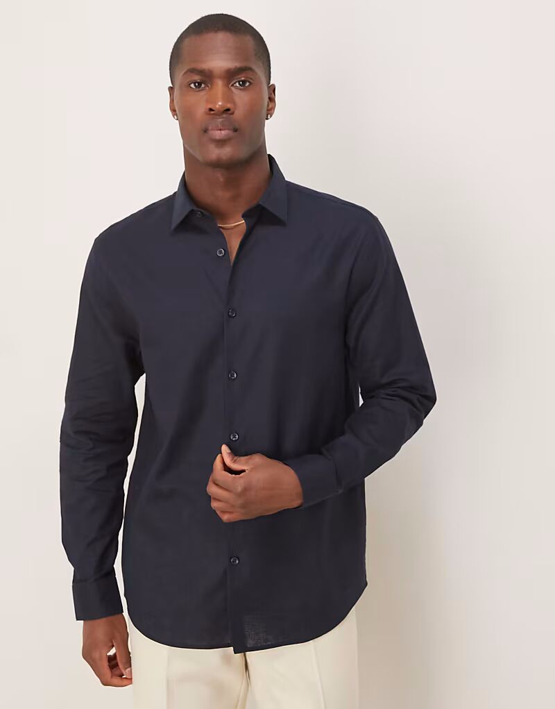 Рубашка классического льна ASOS DESIGN темно-синего цвета
Рубашка классического льна ASOS DESIGN темно-синего цвета