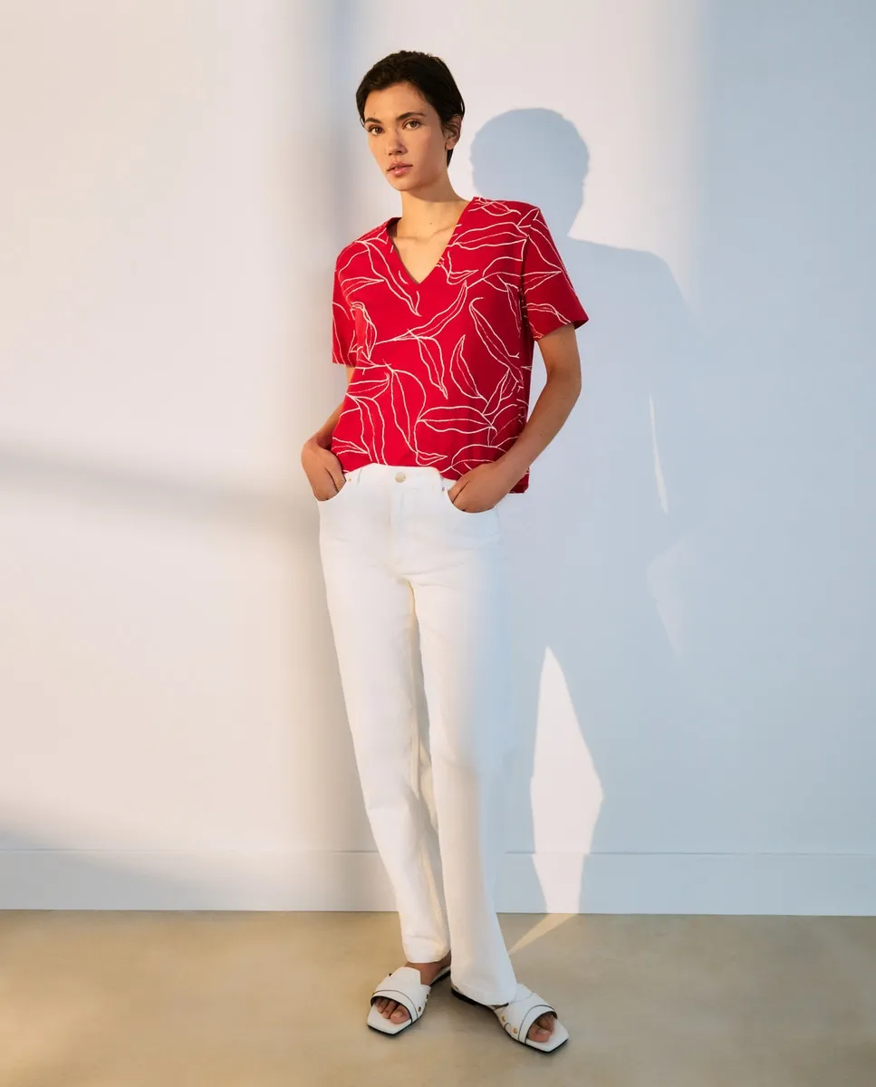 Женская футболка с короткими рукавами и V-образным вырезом с принтом Woman El Corte Inglés, красный
Женская футболка с короткими рукавами и V-образным вырезом с принтом Woman El Corte Inglés, красный