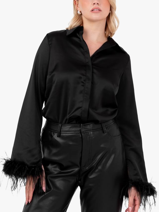 Сатиновая рубашка с перьевыми манжетами Lovedrobe, Black
Сатиновая рубашка с перьевыми манжетами Lovedrobe, Black