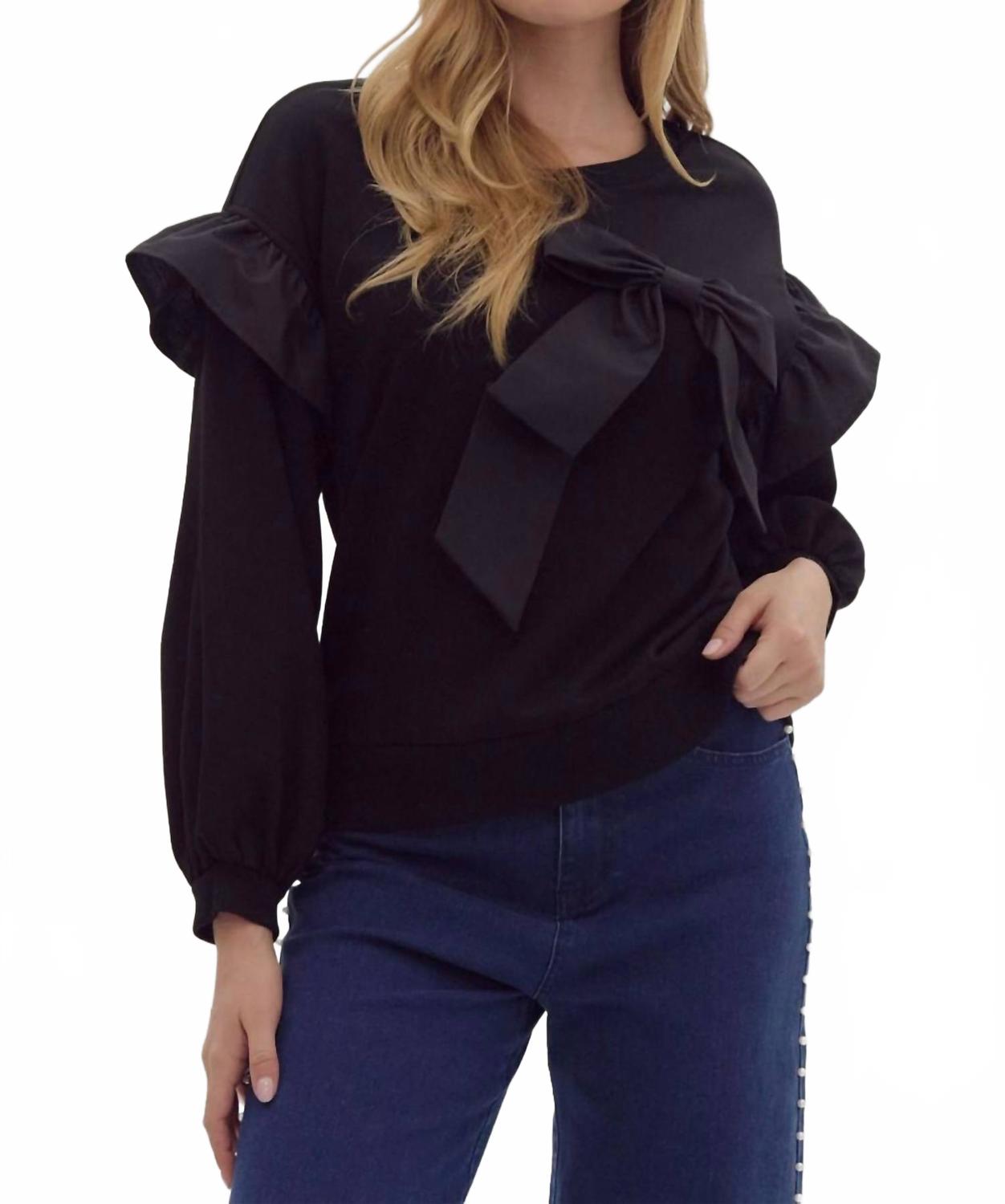 Скайлар Боу рубашка с длинным рукавом в черном цвете Entro
Скайлар Боу рубашка с длинным рукавом в черном цвете Entro