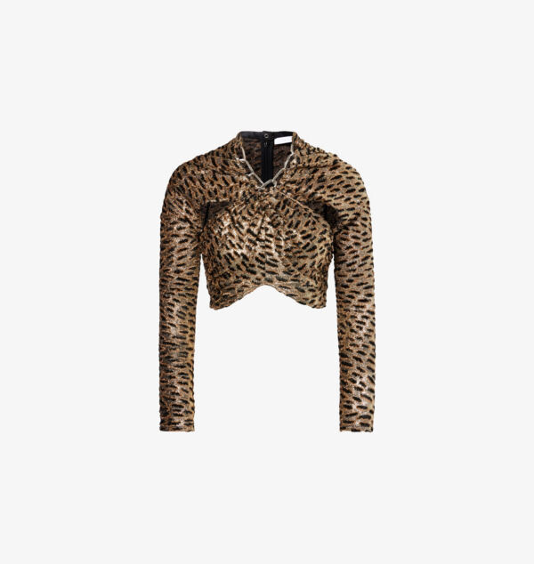 Укороченный топ с металлическим принтом и вырезами Tiger-Print Rabanne, мультиколор
Укороченный топ с металлическим принтом и вырезами Tiger-Print Rabanne, мультиколор
