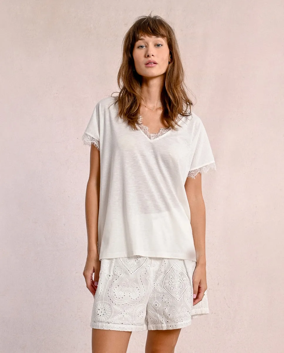 Женский топ с короткими рукавами и кружевными деталями Molly Bracken, цвет Crudo
Женский топ с короткими рукавами и кружевными деталями Molly Bracken, цвет Crudo