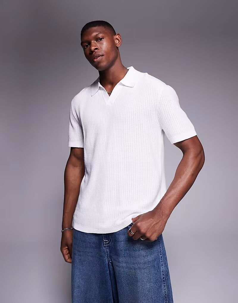 Поло River Island из тонкого трикотажа с открытым воротником белого цвета
Поло River Island из тонкого трикотажа с открытым воротником белого цвета