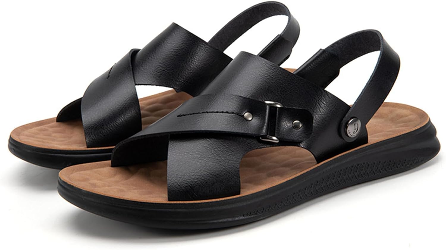 Мужские кожаные сандалии BANGTEUO с плоской подошвой для пляжа, удобные с круглым открытым носком, с регулируемым ремешком на щиколотке, для повседневного ношения на улице, летом, на пляжном отдыхе, черный
Мужские кожаные сандалии BANGTEUO с плоской подошвой для пляжа, удобные с круглым открытым носком, с регулируемым ремешком на щиколотке, для повседневного ношения на улице, летом, на пляжном отдыхе, черный