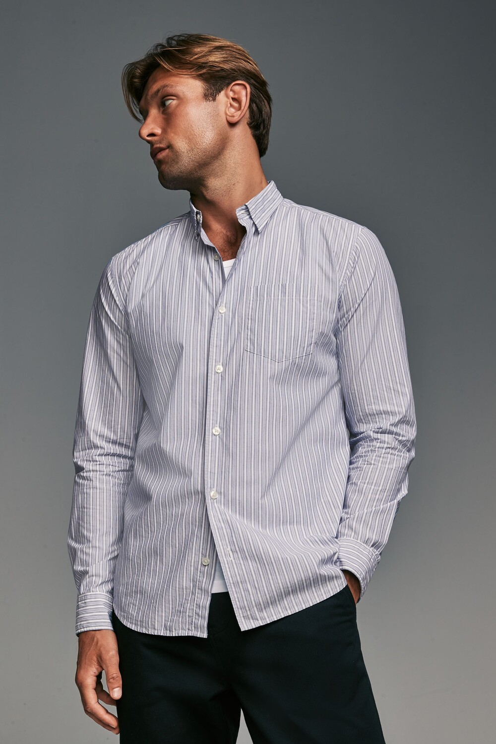 Рубашка в полоску с длинным рукавом из 100% хлопка Next, синий
Рубашка в полоску с длинным рукавом из 100% хлопка Next, синий