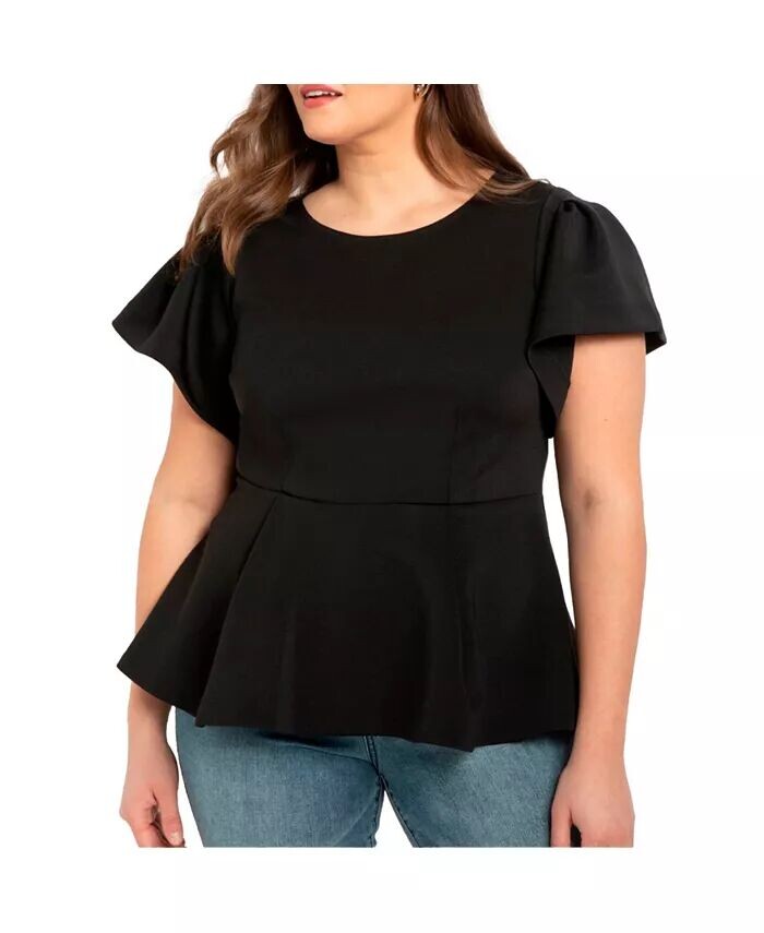 Топ больших размеров с баской и расклешенными рукавами ELOQUII, черный
Топ больших размеров с баской и расклешенными рукавами ELOQUII, черный