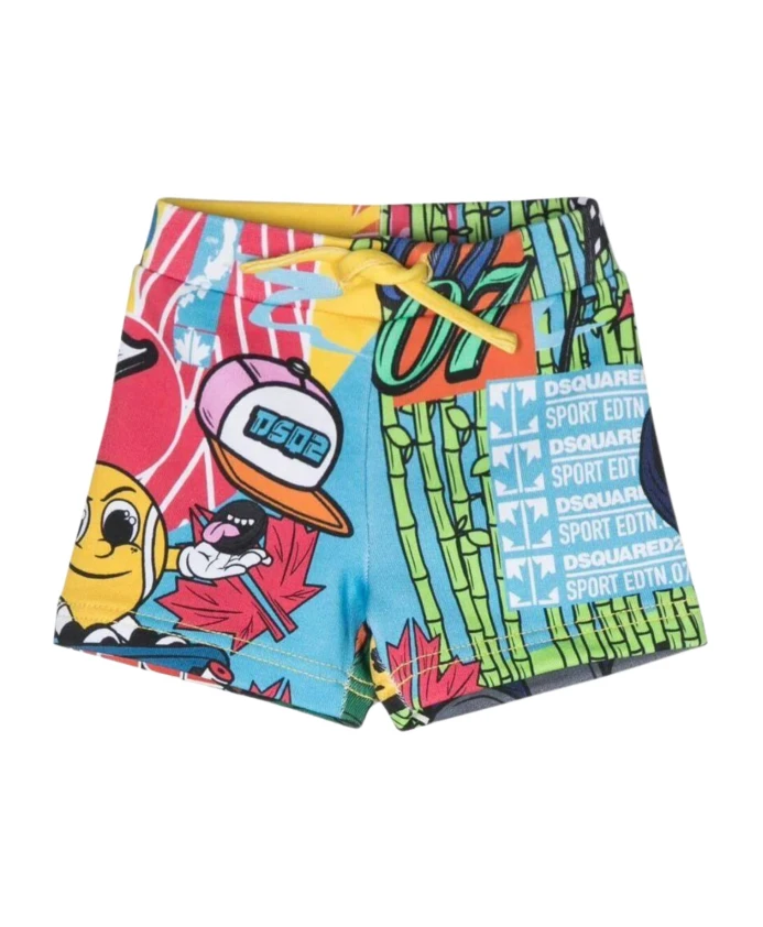 Летние шорты с ярким принтом граффити Dsquared2, мультиколор
Летние шорты с ярким принтом граффити Dsquared2, мультиколор