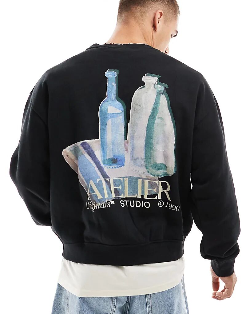 Толстовка с принтом на спине в виде бутылки черного цвета Jack & Jones 
Толстовка с принтом на спине в виде бутылки черного цвета Jack & Jones