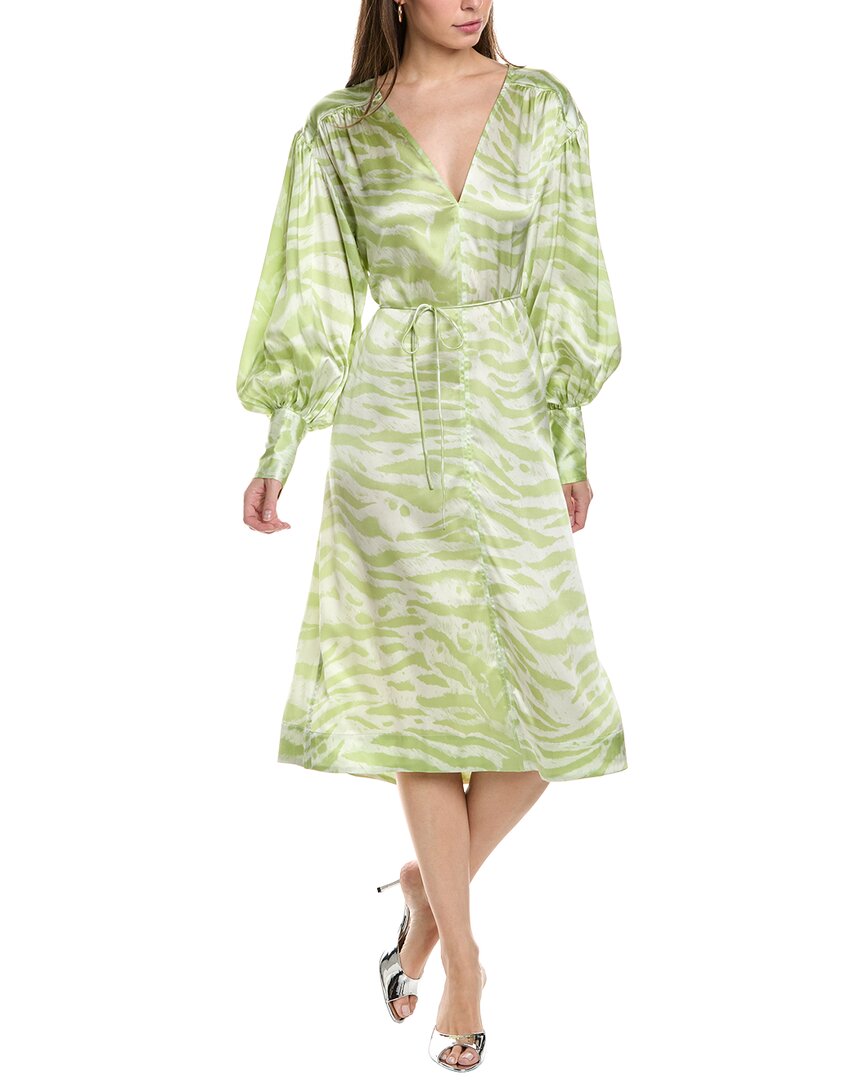 Платье макси GANNI из смесового шелка с заниженной линией плеч и V-образным вырезом, зеленый
Платье макси GANNI из смесового шелка с заниженной линией плеч и V-образным вырезом, зеленый