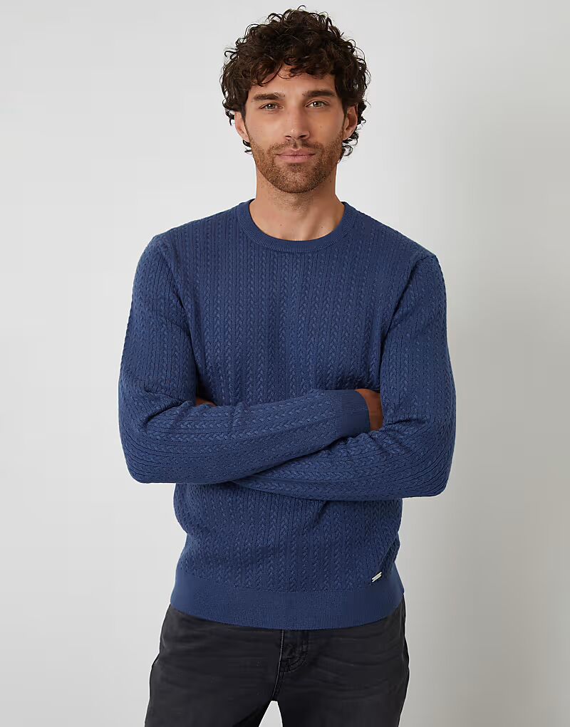 Джемпер Cable с круглым вырезом, ребристая вязка, синий цвет Threadbare
Джемпер Cable с круглым вырезом, ребристая вязка, синий цвет Threadbare